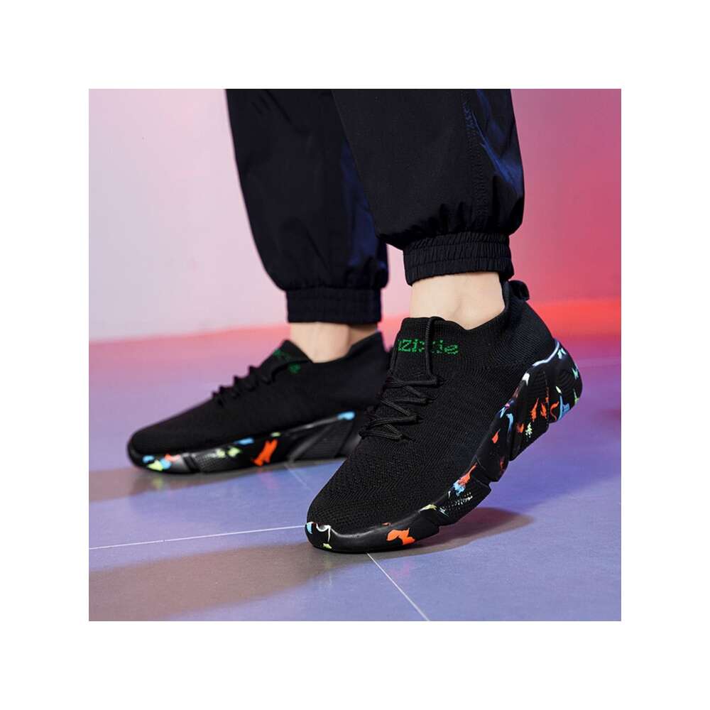 Random Letter Men Graphic Lace Up Front Sneakers Sporty Outdoor Fabric Running Shoes Ddmysaturn