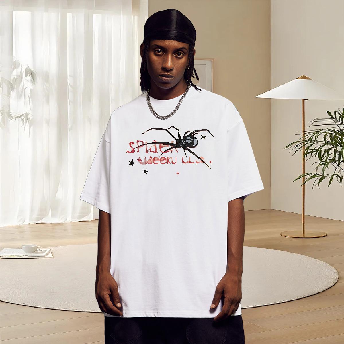 Loose Fit T shirt Hip Hop Street Cotton Breathable Soft Men Tshirts DIY Floral Print Tops