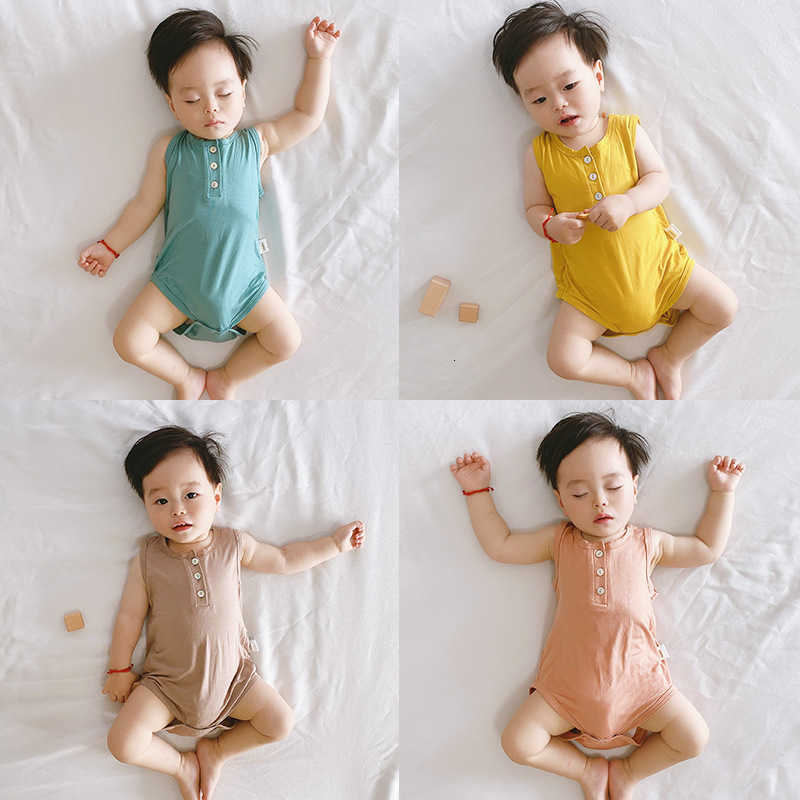 Baby Jumpsuits Baby jumpsuit 2024 Summer New Children's Wear Baby Crawling Clothes Sweetheart Baby Solid Clothes
