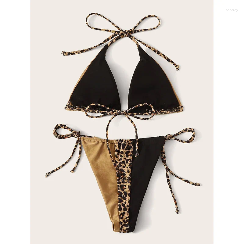 Womens Swimwear Women Sexy Leopard Bikini Set Push Up Bathing Suits Thong Swimsuit Two Pieces Swimming Suit Beachwear Biquini Strings