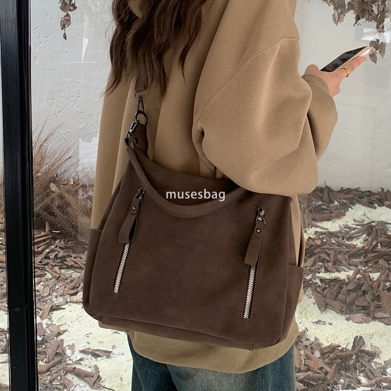 High quality women's Maillard retro large capacity bag women's high-end fashion tote bag casual classic texture portable commuting bag