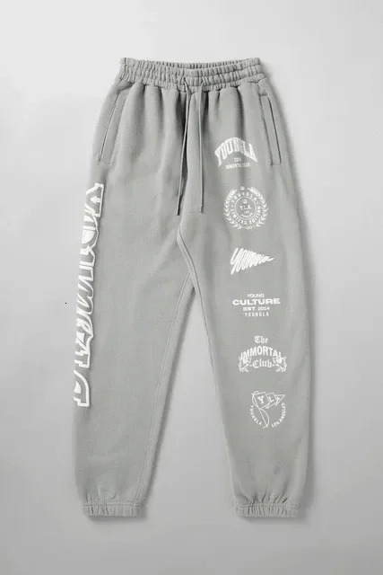 Jogger Mens Sweatpants American Style Mens Clothing Gym Sports Fitness Cotton Casual Pants Printed Mid Waist Drawstring Pants 240527