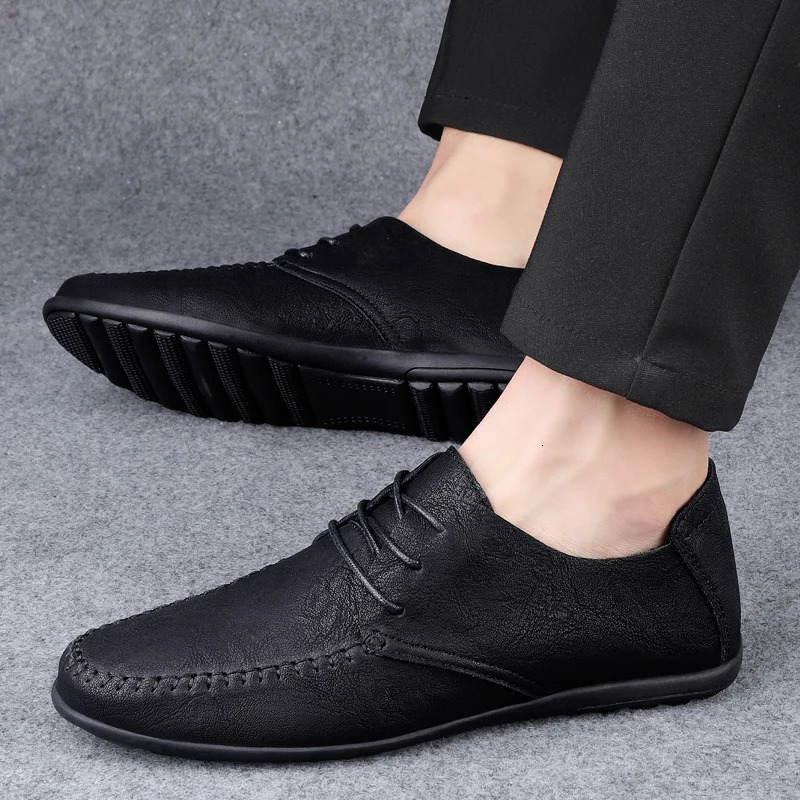 Leather Mens Shoes Fashion Mens Shoes Moccasins Italian Breathable Mens Shoes Black Plus Size 38-47 240606