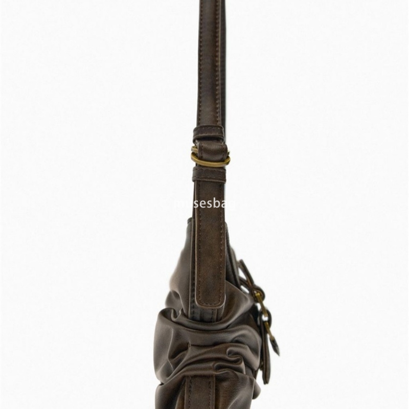 New brown buckle decoration shoulder bag casual and fashionable underarm bag high-end PU handbag high-end niche crossbody bag