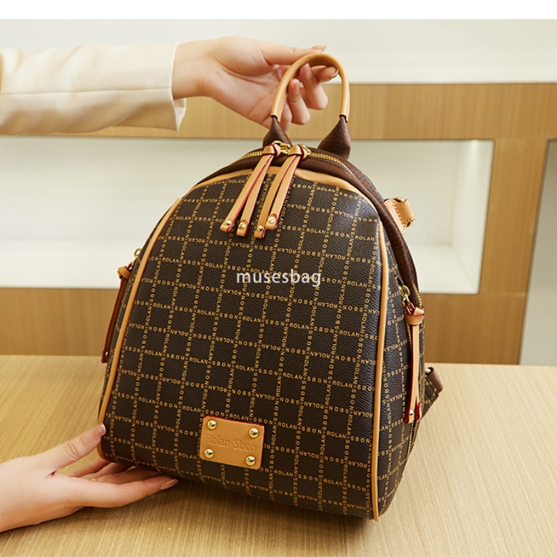 High quality women's PU large capacity leisure multifunctional backpack versatile fashion backpack retro simple one shoulder high-end temperament