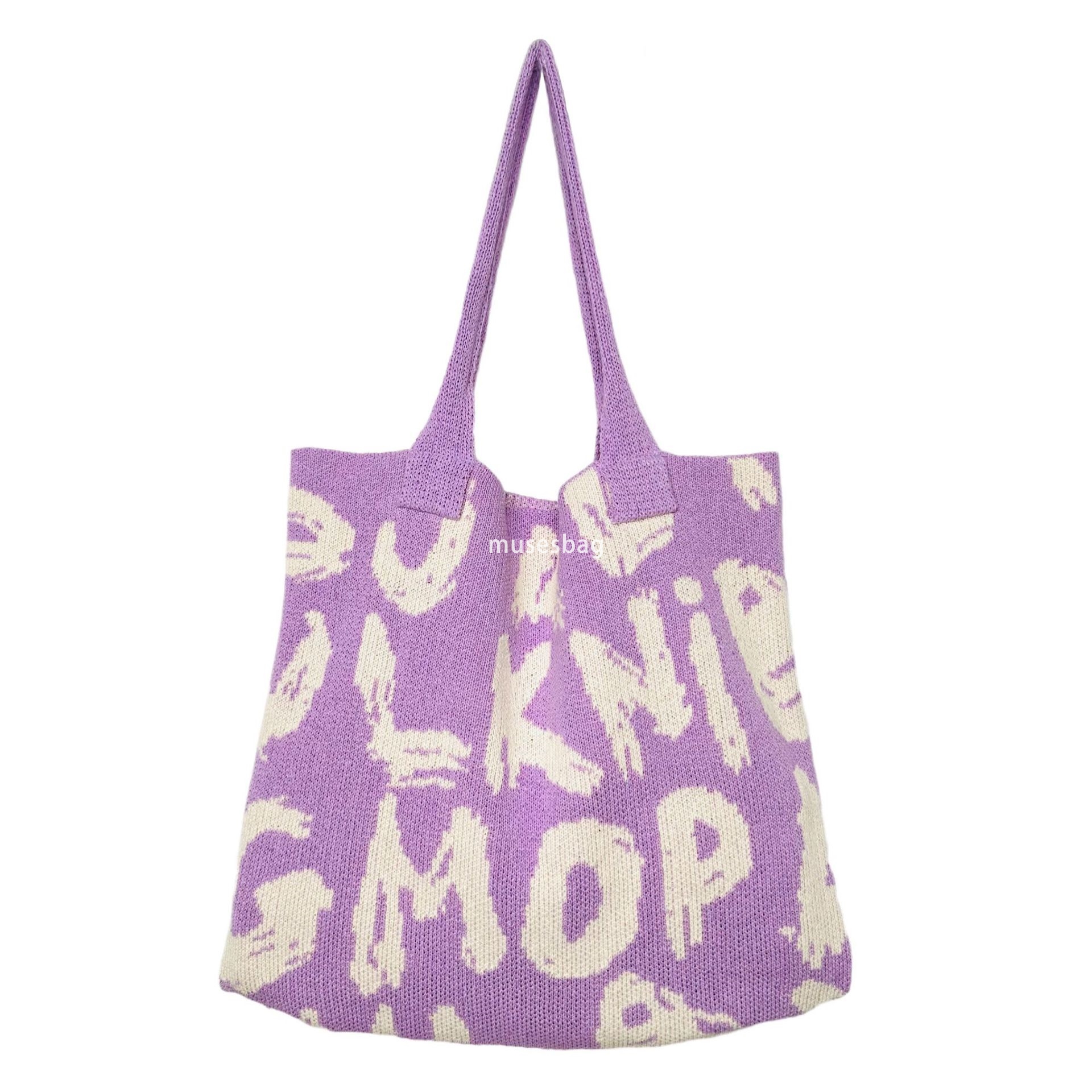 High quality knitted women's bags, woven bags, single shoulder large capacity bags, fashionable retro luxury tote bags, Bohemian letter bags, can