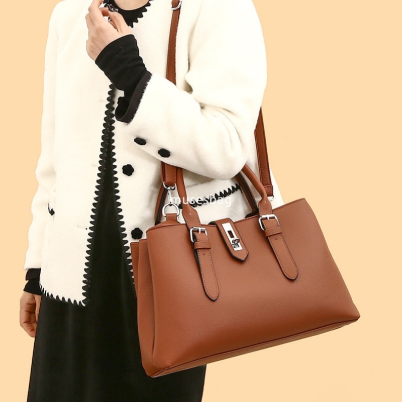 Advanced Women PU High Quality Fashion Shoulder Bag Retro Versatile Set Large Capacity Classic Minimalist Tote Bag Two Piece Set Mother Bag