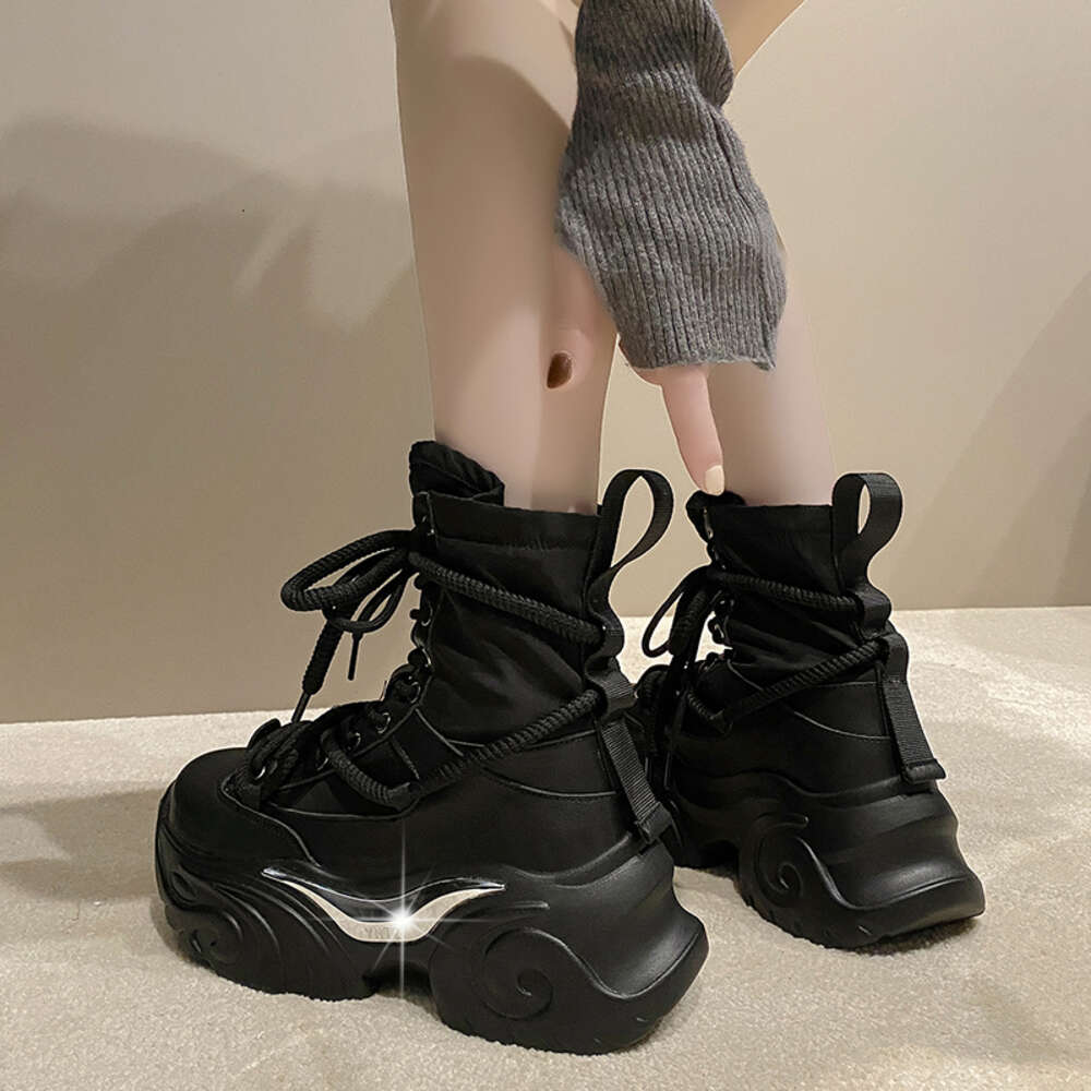 ddmytiger Women Ankle Autumn Chunky Shoes Woman High Platform Breathable Sneakers 7.5CM Thick Sole Wedges Motorcycles Boots Winter