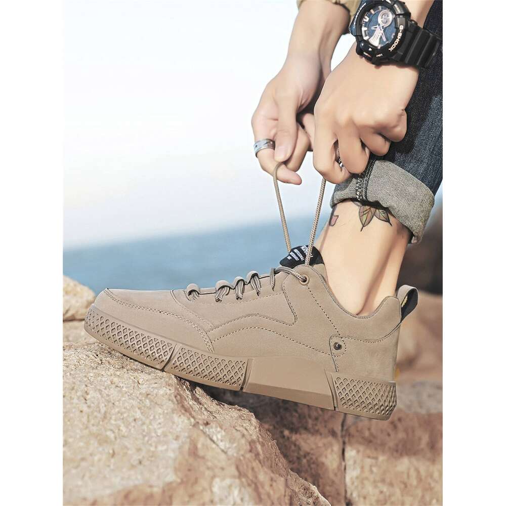 Detail Men Patch Lace Up Front Walking Skate Shoes Knit Flatform Sneakers Mens Streetwear Ddmysaturn