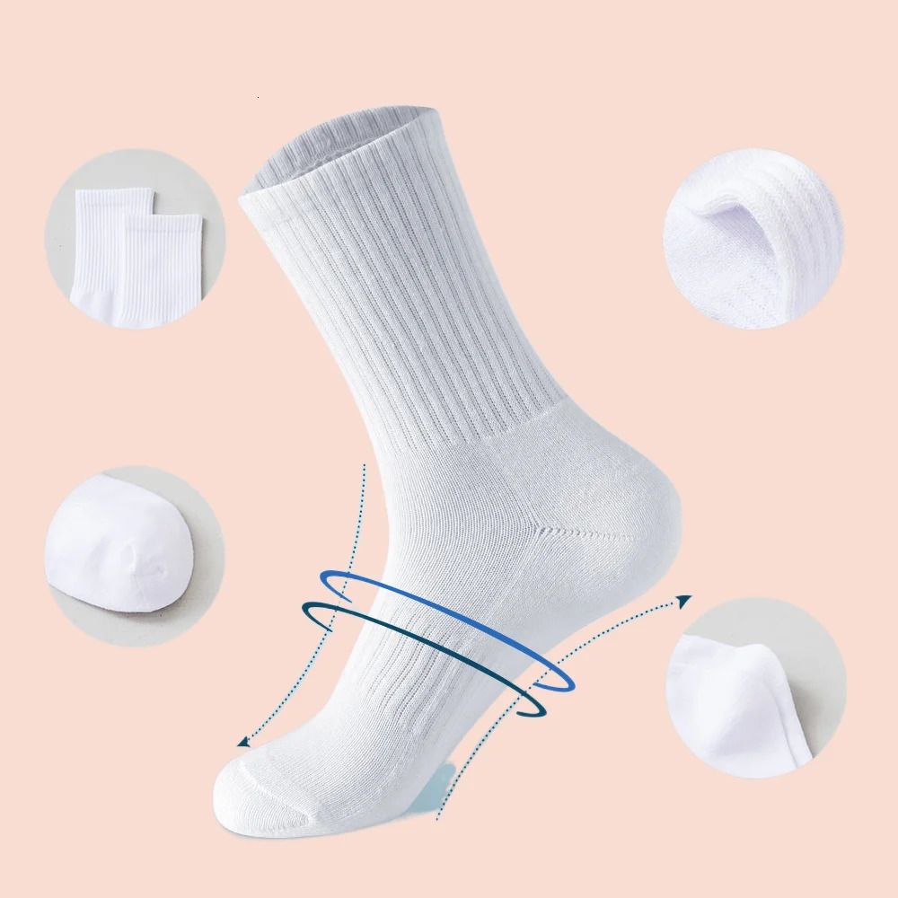 5 Pairs Fashion Men Socks Outdoor Sports Cotton Breathable Long Business High Quality Solid Gentleman Sokken 240601