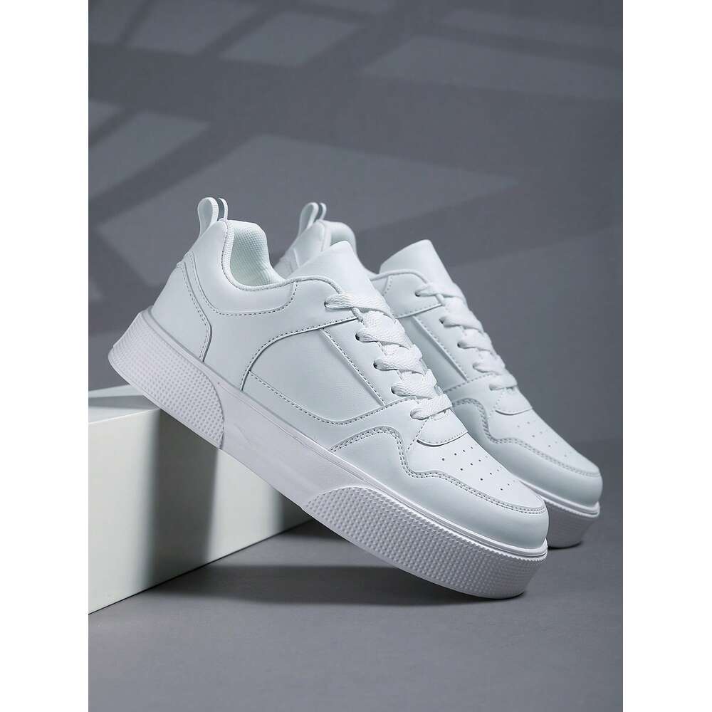 Ddmyoutdoor Men S Fashionable Chunky Sneakers With Contrast Color Design Lightweight Casual White Front Strap Skate Shoes