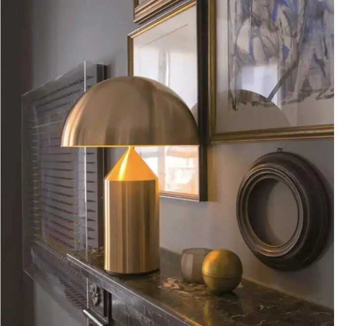 Desk Lamps Electroplating Nordic Black White Gold Mushroom Table Lamp for Desk Living Dining Room Bedroom Bedside Metal LED Desktop Decorat S2460555