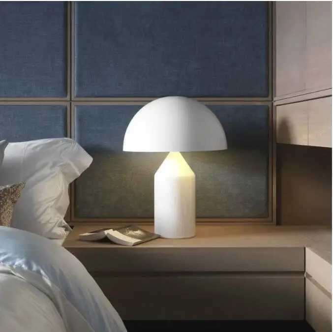 Desk Lamps Electroplating Nordic Black White Gold Mushroom Table Lamp for Desk Living Dining Room Bedroom Bedside Metal LED Desktop Decorat S2460555