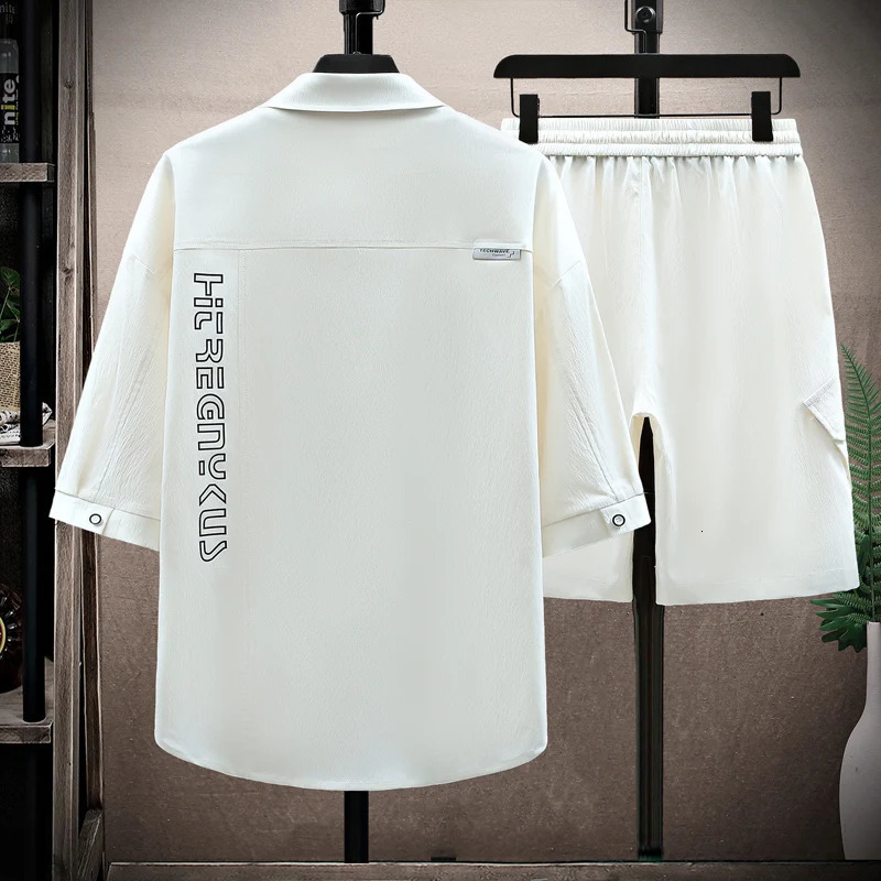 Fashion shorts and shirts for men summer 100% Cotton linen Sportswear Mens Casual Sets spring Male Shirts shorts 240530