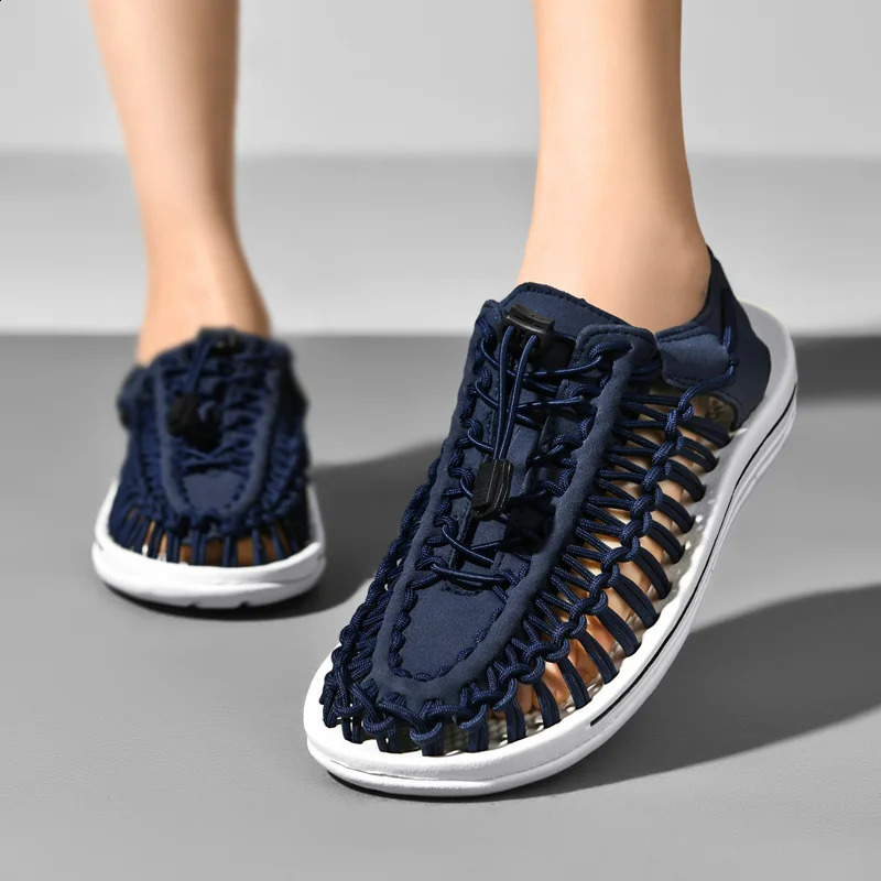 Summer Men Sandals Fashion Handmade Weaving Beach Sandals Breathable Casual Flat Sandals Outdoor Couples Sandals Size 260625 - view 6