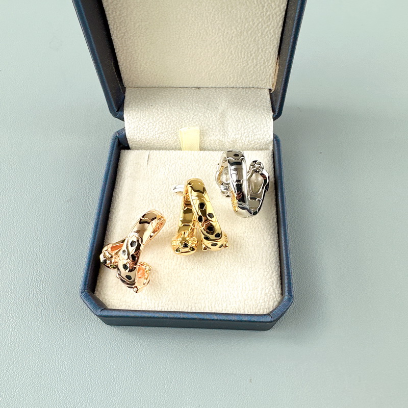 Collection Designer Style Open Ring Women Lady Plated Gold Color Green 1 Eyes Black Spots Double Leopard Heads High Quality Jewelry