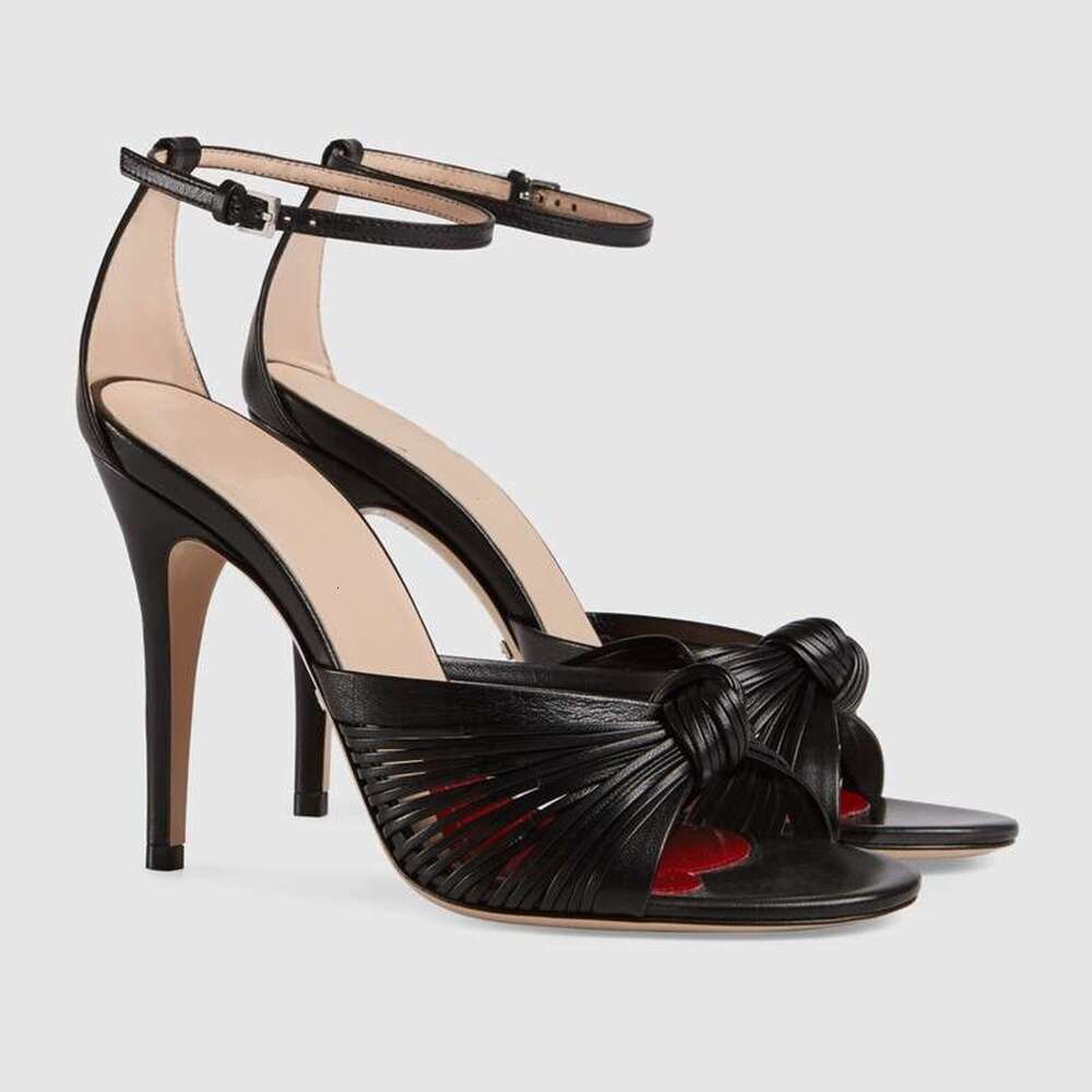 Gold Color Stiletto Heel Cross One Word Belt Round Toe Slingback Ankle Strap PU Sandals Women Fashion Party Large Size46