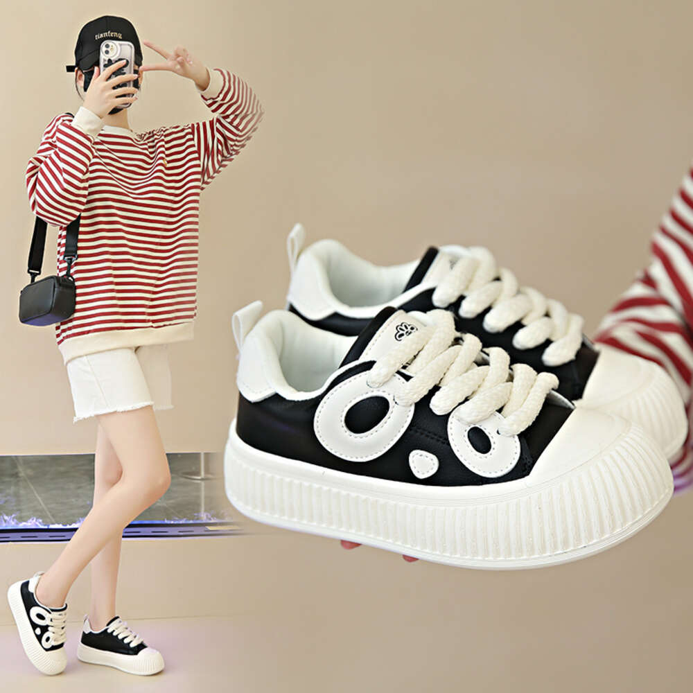 Cartoon Panda Women Bread Korean Fashion Platform Leisure Skate Shoes Versatile Breathable Student Flat Sneaker ddmythur ddmythur ddmythur