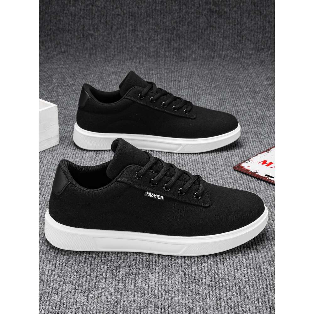 S Fashionable Men Breathable Canvas Shoes Minimalist Design Solid Color Flat Heels Ddmysaturn