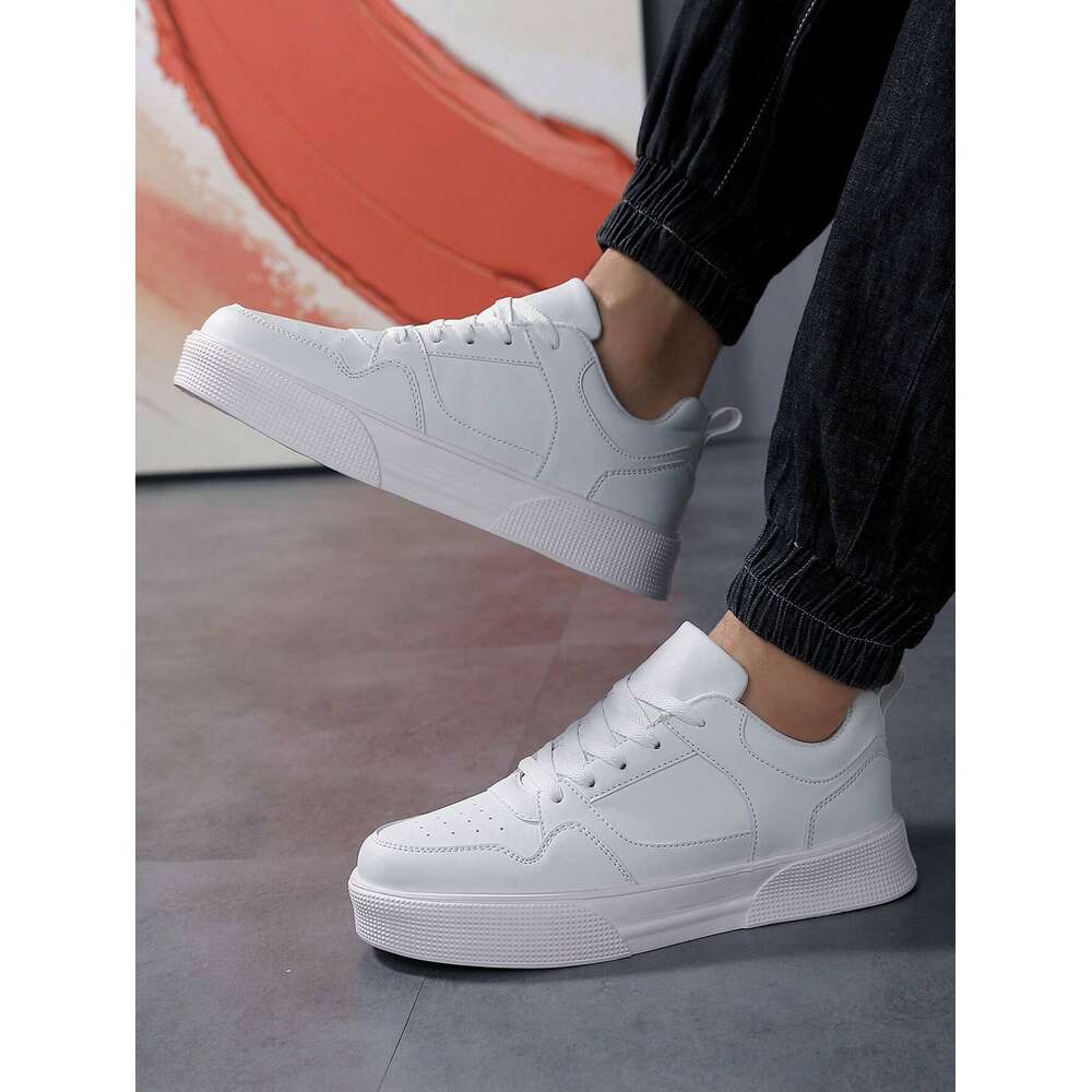Ddmyoutdoor Men S Fashionable Chunky Sneakers With Contrast Color Design Lightweight Casual White Front Strap Skate Shoes