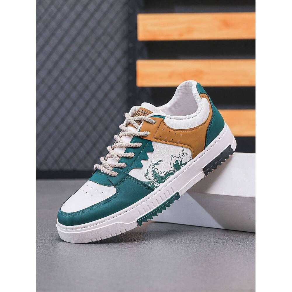 Ddmyoutdoor Men Colorblock Skate Shoes Lace Up Front Sporty Sneakers Outdoor