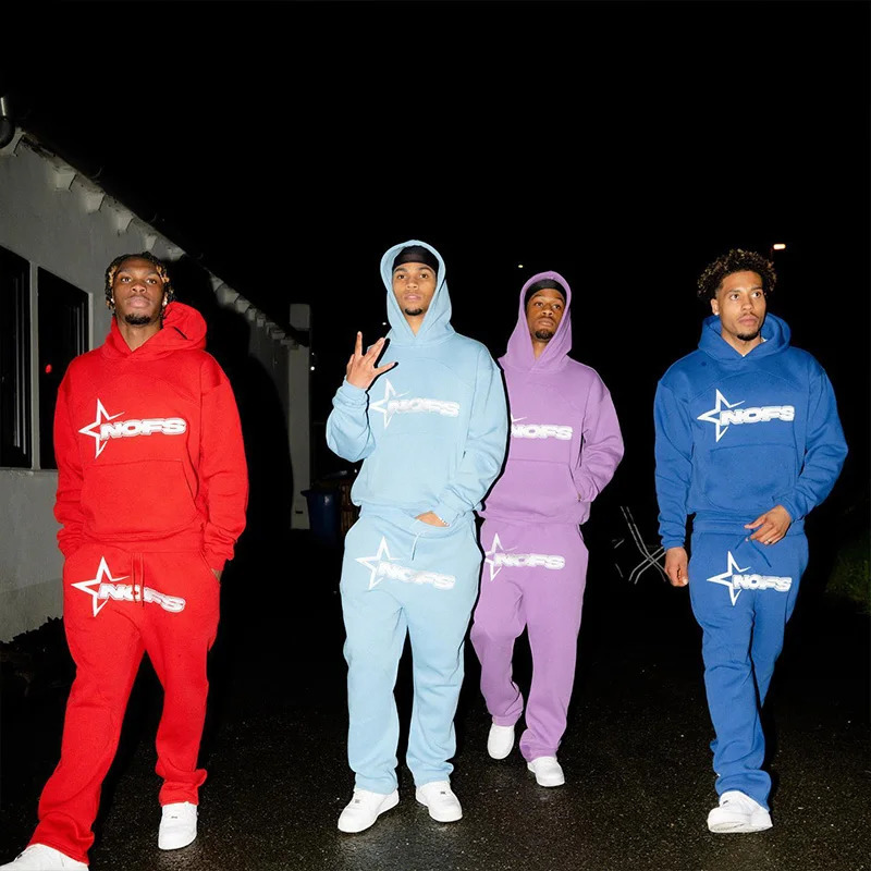 2 Piece Set Letter Printing Streetwear Y2K Mens Hip Hop Oversized Hoodie Sweatshirt Sweatpant Casual Pants Sportswear 240601