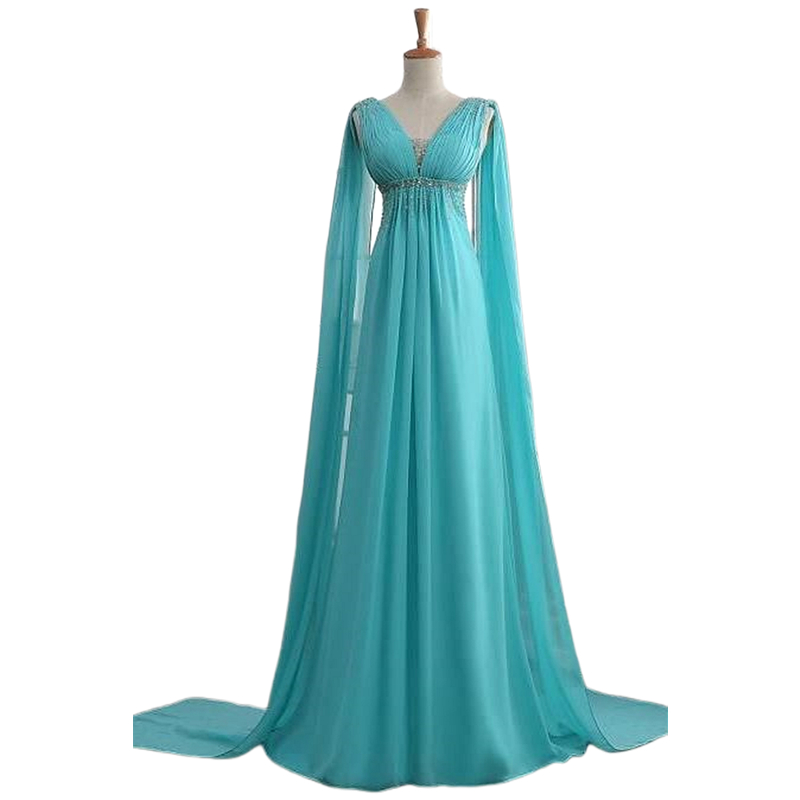 Fantasy A-Line Chiffon Evening Dresses Empire Waist Plus Size Prom Dress Capped Long Baby Shower Pregnant Woman Formal Wear 2024 Special Occasion Gown
