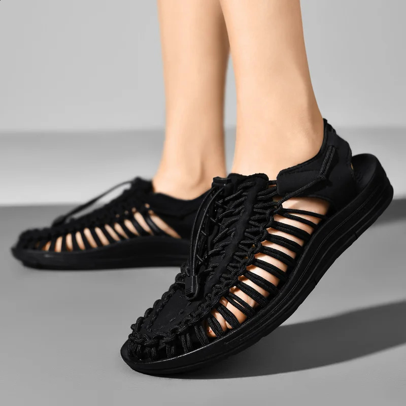 Summer Men Sandals Fashion Handmade Weaving Beach Sandals Breathable Casual Flat Sandals Outdoor Couples Sandals Size 260625 - view 4
