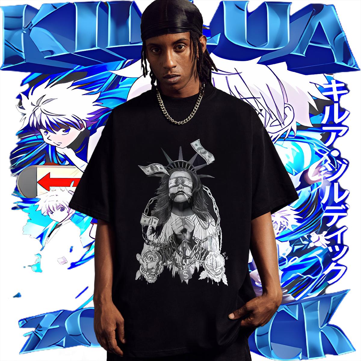 New T Shirt For Man Cotton Breathable Short Sleeve Anime Printing Street Couples T Shirts Oversized Comfortable Clothes