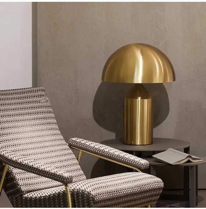 Desk Lamps Electroplating Nordic Black White Gold Mushroom Table Lamp for Desk Living Dining Room Bedroom Bedside Metal LED Desktop Decorat S2460555