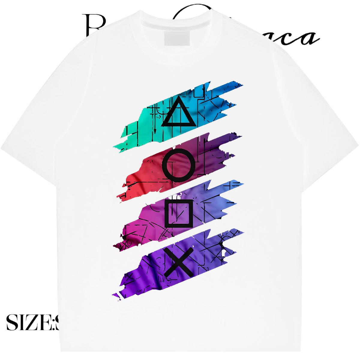 Classic T-Shirts for Men Anime Print Street Tshirts Cotton O Neck Short Sleeves Loose