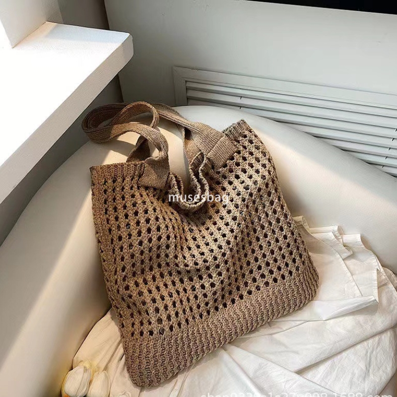 Luxury women's bags, knitted bags, fashionable minimalist woven bags, vintage tote bags, portable shopping bags, large capacity canvas shoulder b