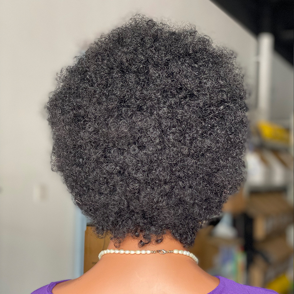 13X4 Lace Frontal Cover Braided Afro Human Natural Black 6 Inch Short Hair Curly Wig For Woman