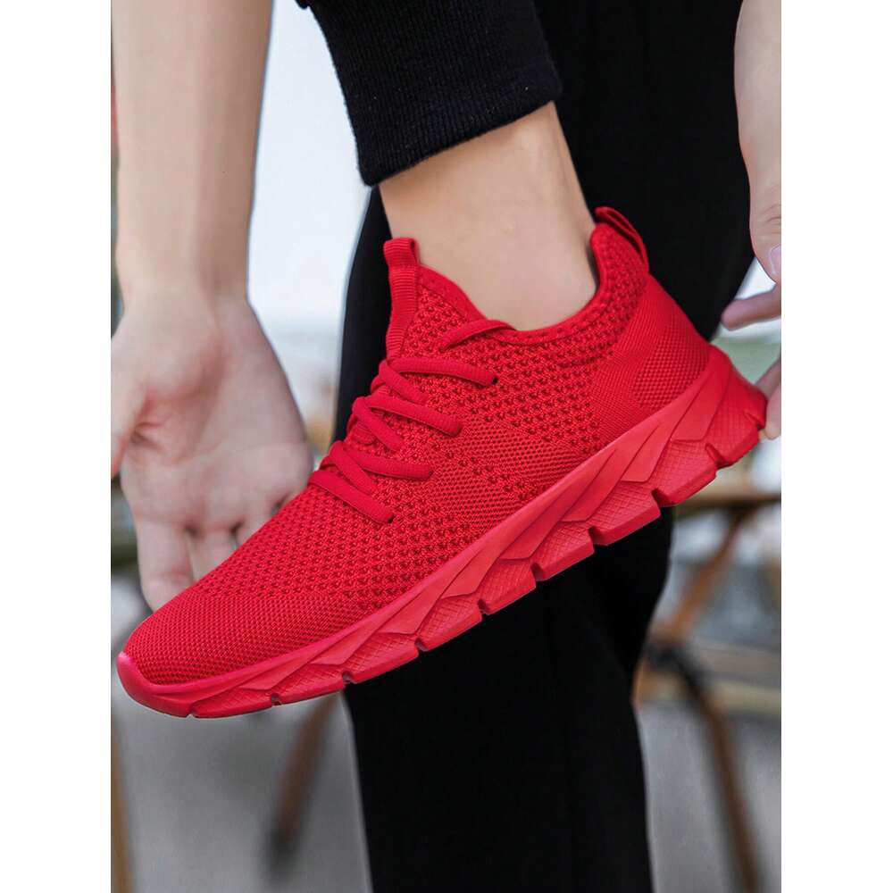 Sporty Sneakers Mens Athletic Gym Tennis Workout Running Casual Shoes Comfortable Footwear Trainers Red Ddmysaturn