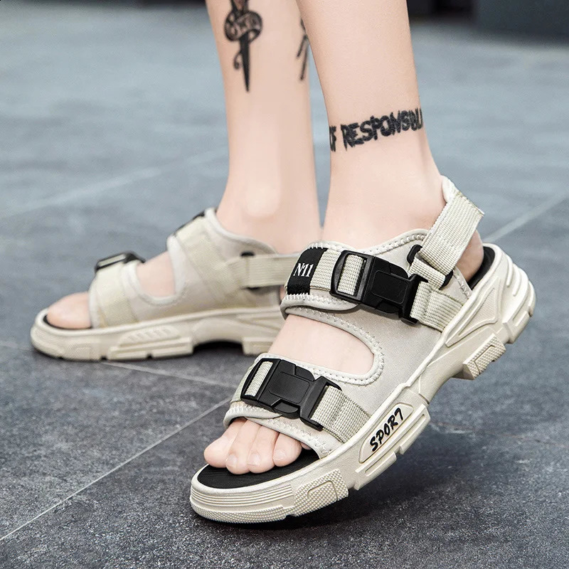 PMAWXS Removable Men Sandals Platform Thick Bottom Non-slip Slippers Outdoor Trend Ins Summer Mens Shoes Fast 240606