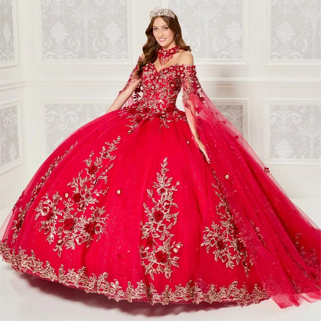 Shining Ball Gown Beaded Quinceanera Dresses With Detachable Long Sleeves Lace Appliqued Prom Gowns Off The Shoulder Necke Sweet 15 Masquerade Dress