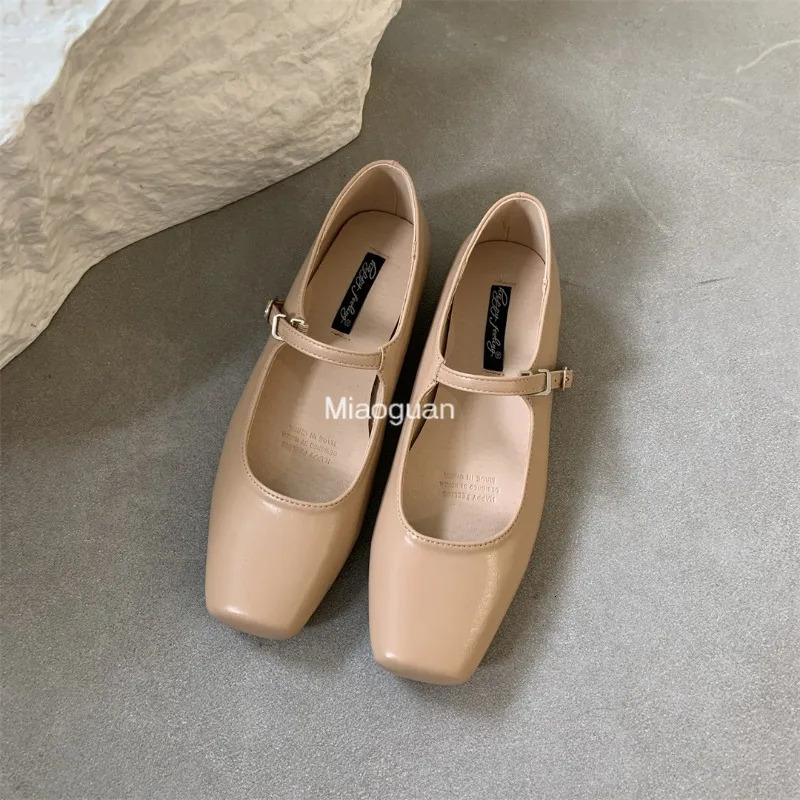 Summer Women Flats Fashion Square Toe Shallow Mary Jane Soft Casual Ballet Sgback Shoes Classic Comfort