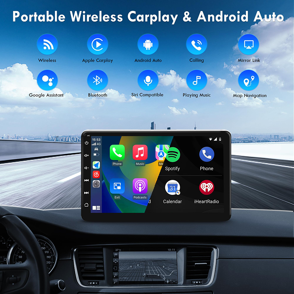HD 7 inch IPS Touchscreen Car Radio Receiver Wireless Carplay&Android Auto Car Stereo with Backup Camera Mirror Link Bluetooth AUX/USB/TF for Cars Tru