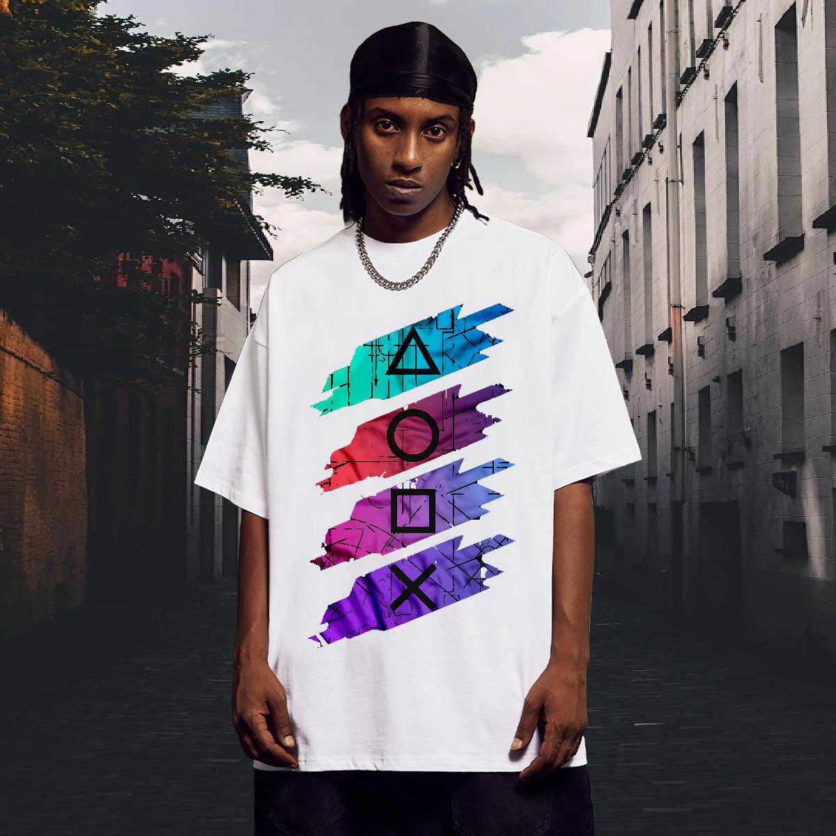 Fashion Casual Mens T Shirts DIY Anime Beach Men Tees Breathable Crew Neck Soft