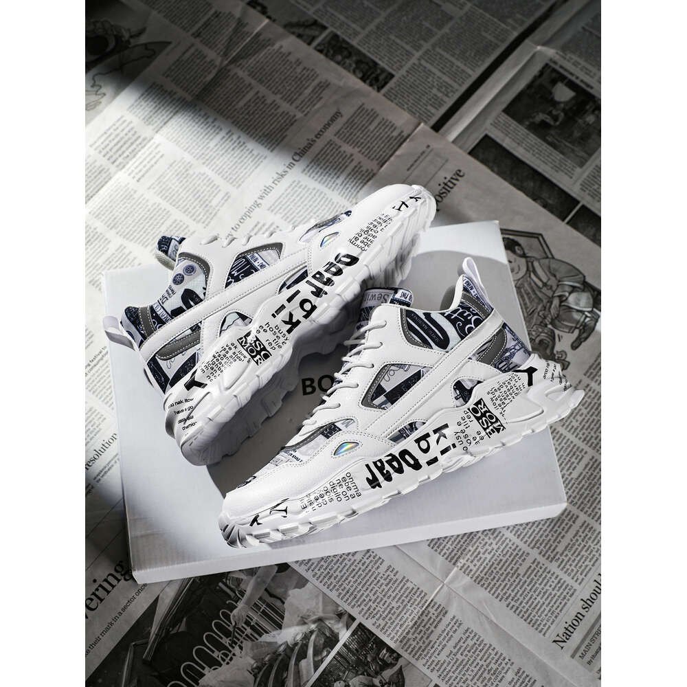 Ddmyoutdoor Sporty For Men Letter Graphic Lace Up Front Chunky Sneakers