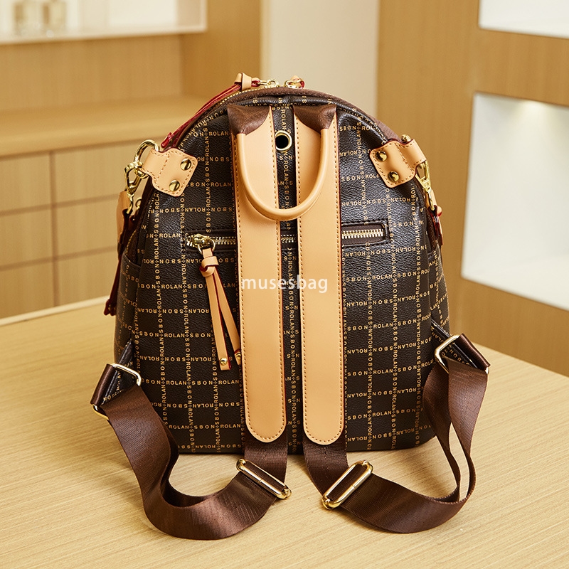 High quality women's PU large capacity leisure multifunctional backpack versatile fashion backpack retro simple one shoulder high-end temperament