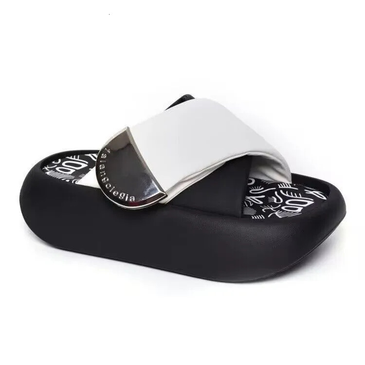 Womens Shoes Sliding Flat Shoes Cross Series Pantofle Platform Med Soft Summer Sliding Roman PU Cross Series Womens Shoes S 240606