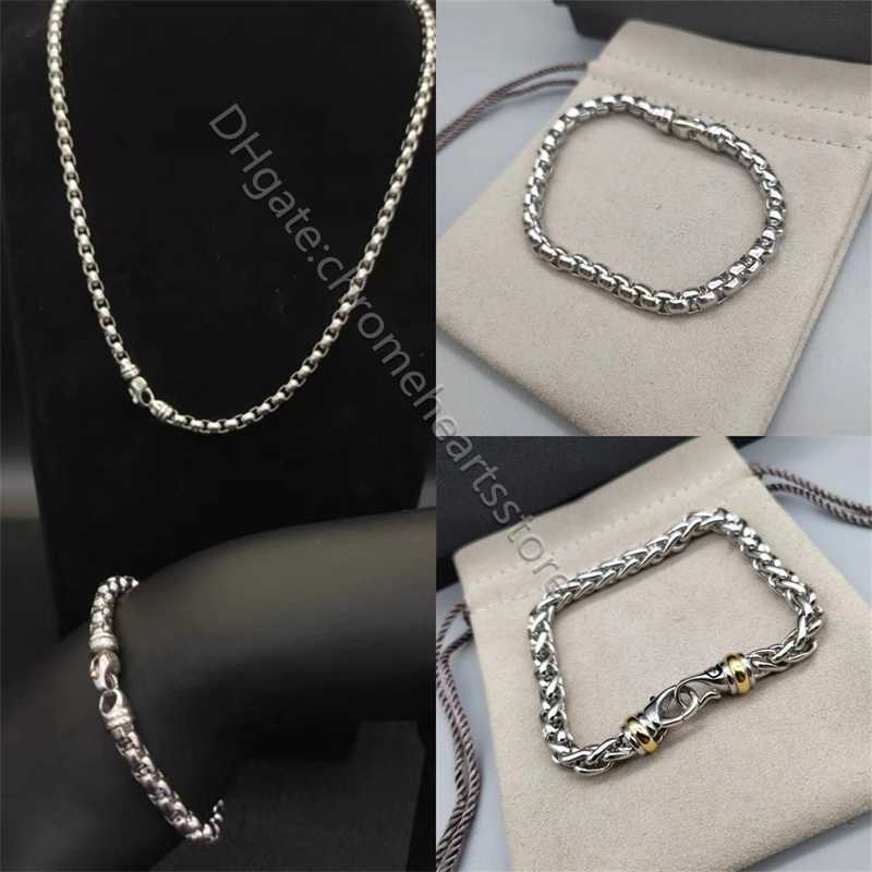 Steel bracelets luxury bangle designer jewelry set necklace woman charm Stainless bracelet women 5mm Box Chain Bracelet 18k Gold Plated Free fashion Shipping WE67