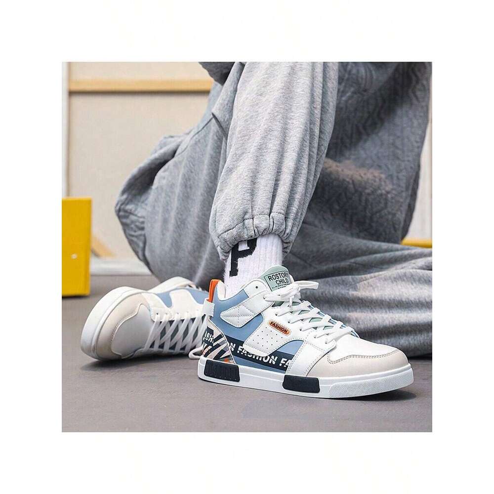 Men's Outdoor Casual Sports Fashionable, Lightweight Breathable High-Top Skate Wear-Resistant, Comfortable, Thick-Soled, Spring New Style - Loose