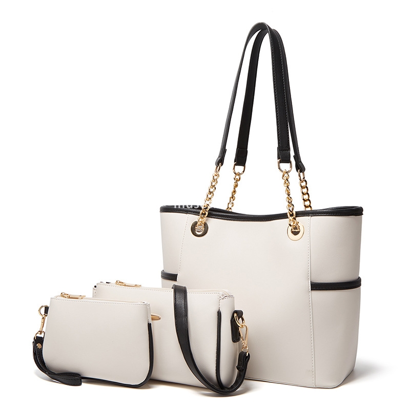 High quality fashionable women PU versatile shoulder bag casual large capacity classic tote bag three piece set multifunctional mother and child bag