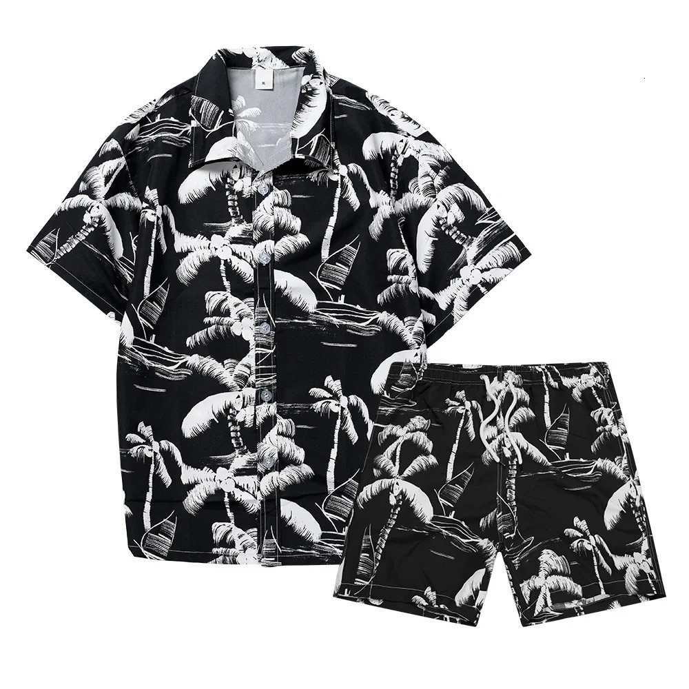 Coconut Palm 3D Print Shirt Sets Men Casual Fashion Short Sleeves Shirts Oversized Beach Shorts Summer Streetwear Suits Clothing 240601