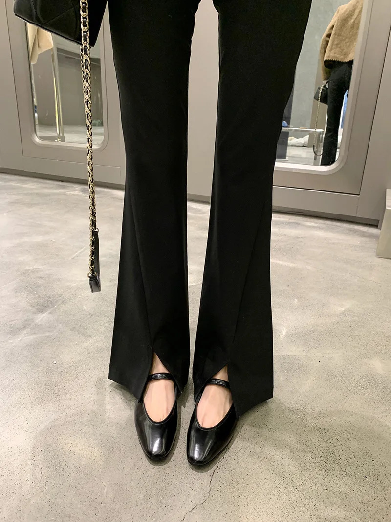 Withered Shallow Mouth Mary Jane Shoes Womens Loafers Women Flat Shoes French Retro Ladies Single Shoes Buckle Leather 240606