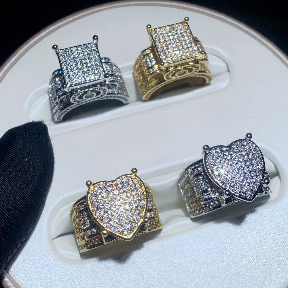 2024 Hip Hop Top Sell Eternity Wedding Rings Sparkling Jewelry Sterling Sier Fill Pave White Sapphire Party Women Heart Ring For Lover Gift