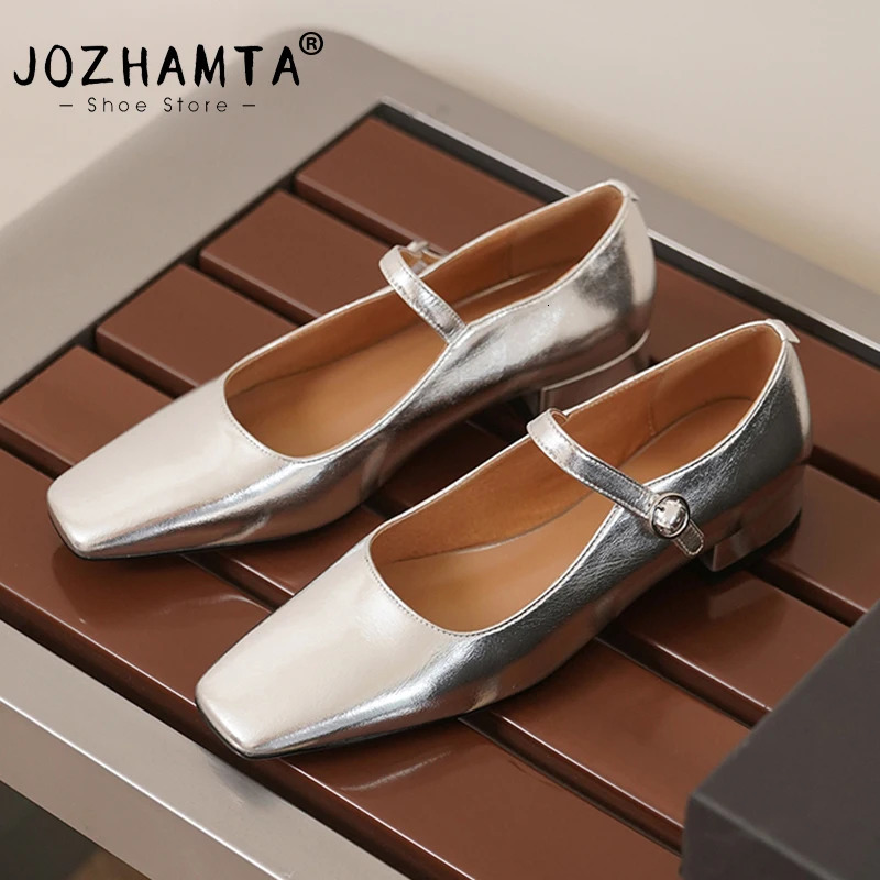 JOZHATA Size 32-42 Womens Pump Leather Thick High Heels Shoes Womens Buckle Low High Heel Sandals Casual Shoes 240606