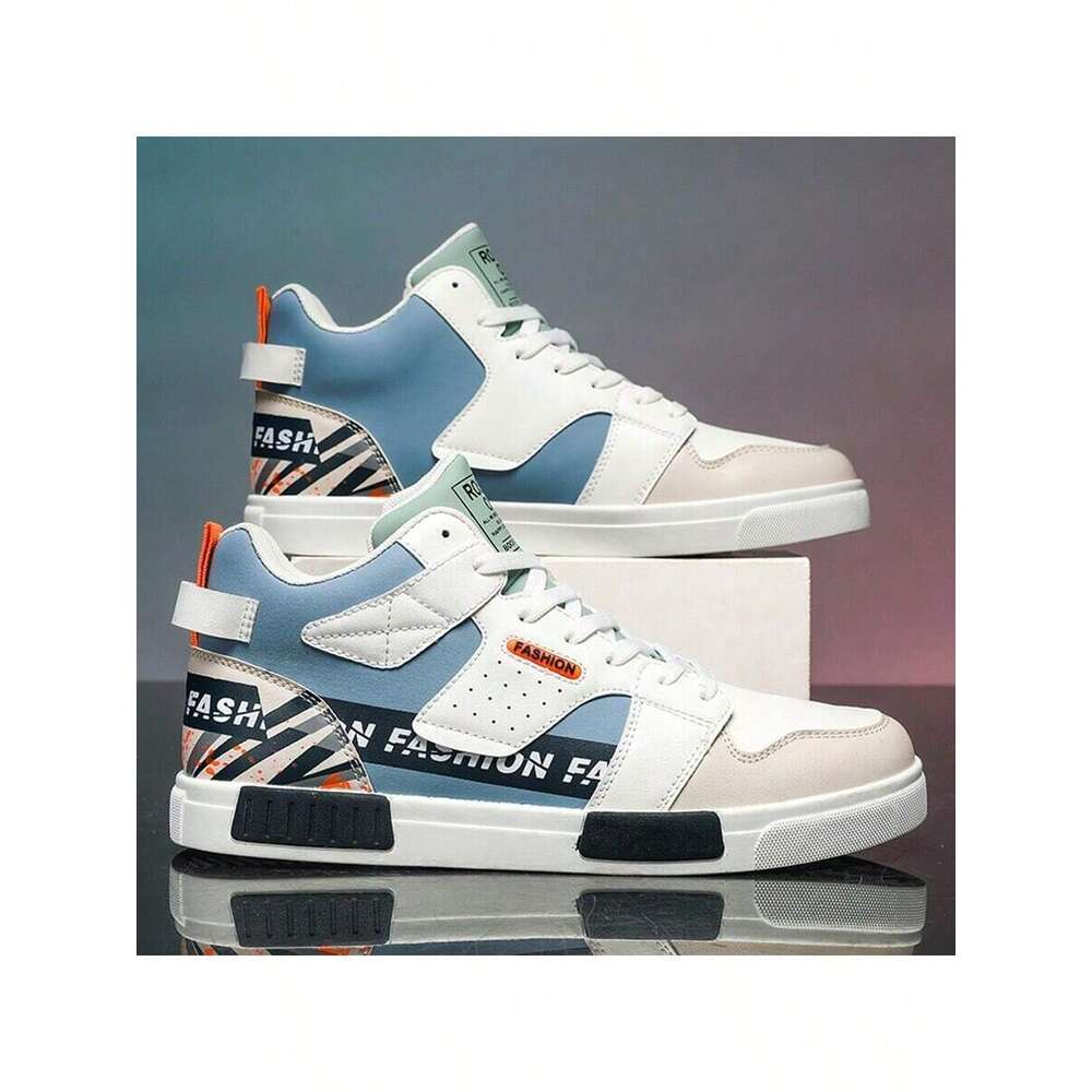 Men's Outdoor Casual Sports Fashionable, Lightweight Breathable High-Top Skate Wear-Resistant, Comfortable, Thick-Soled, Spring New Style - Loose